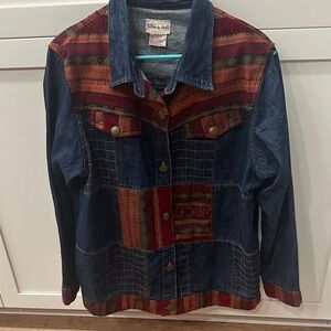 Toffee Apple Multicolor Patchwork Jean Jacket Size Large
